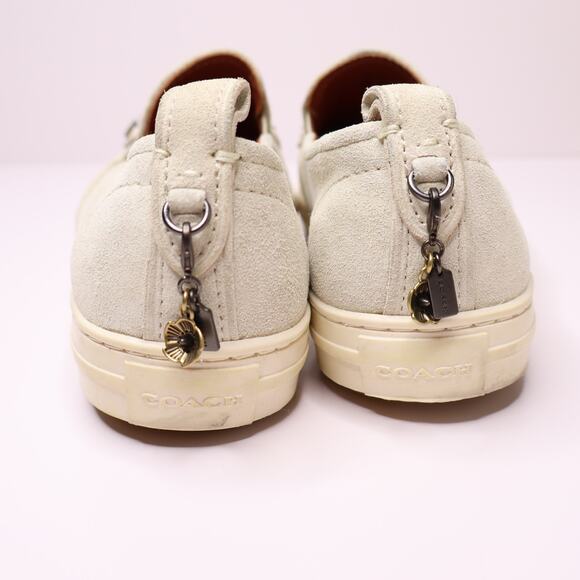 COACH Rose Rivets Studded Floral Taupe Slip On Off White Sneaker Women' 8B - Picture 4 of 7